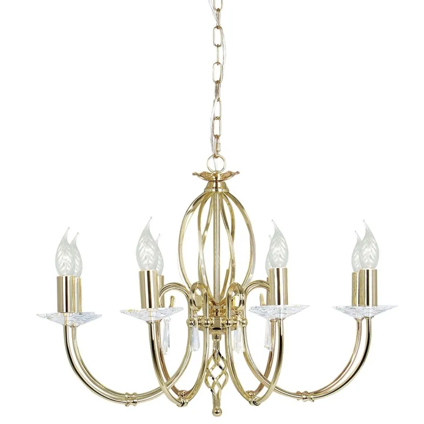 Aegean Polished Brass - Elstead Lighting - lampa wisząca 8-ramienna