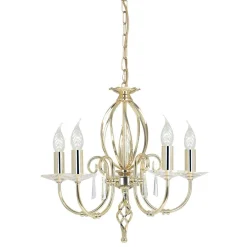 Aegean Polished Brass - Elstead Lighting - lampa wisząca 5-ramienna