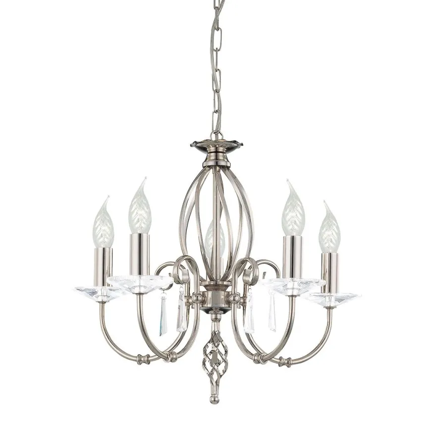 Aegean Polished Nickel - Elstead Lighting - lampa wisząca 5-ramienna