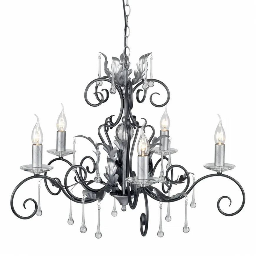 Amarilli Black And Silver - Elstead Lighting - lampa wisząca 5-ramienna