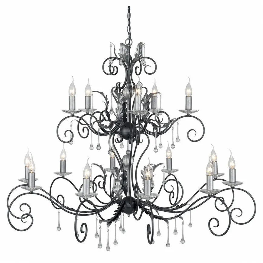 Amarilli Black And Silver - Elstead Lighting - lampa wisząca 15-ramienna