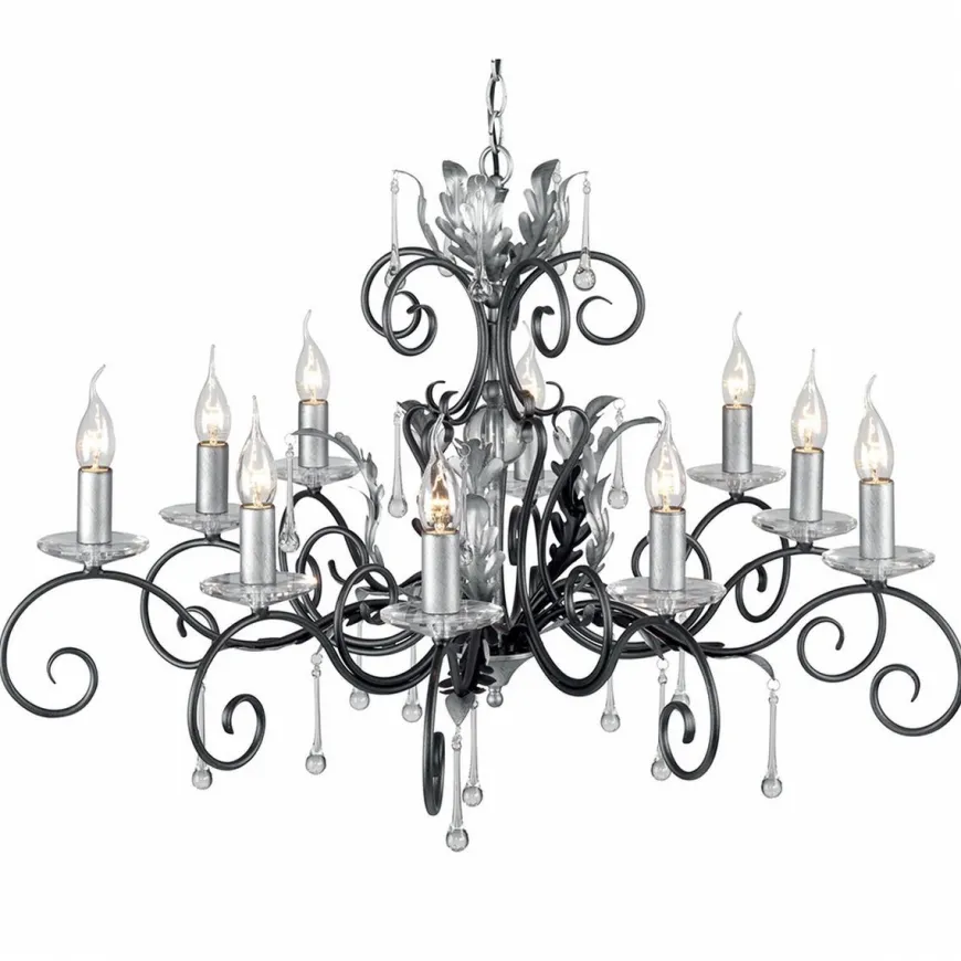 Amarilli Black And Silver - Elstead Lighting - lampa wisząca 10-ramienna