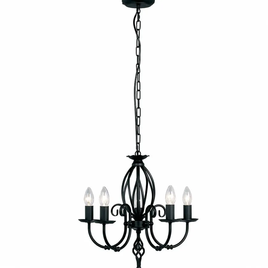 Artisan Light Black - Elstead Lighting - lampa wisząca 5-ramienna