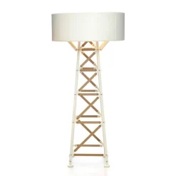 Construction H185 naturalne drewno, biały - Moooi - lampa podłogowa
