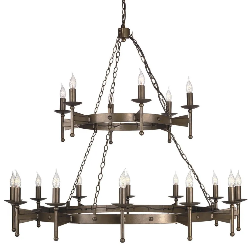 Cromwell Old Bronze - Elstead Lighting - lampa wisząca 18-ramienna