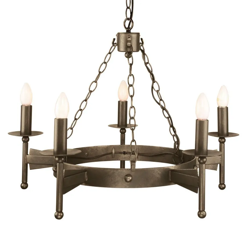 Cromwell Old Bronze - Elstead Lighting - lampa wisząca 5-ramienna