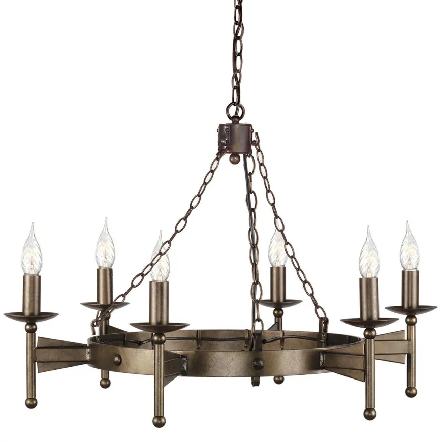 Cromwell Old Bronze - Elstead Lighting - lampa wisząca 6-ramienna