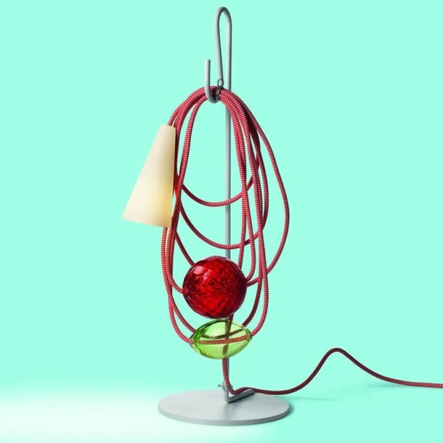 Filo Emerald King H58 szary, czerwony, zielony - Foscarini - lampa biurkowa