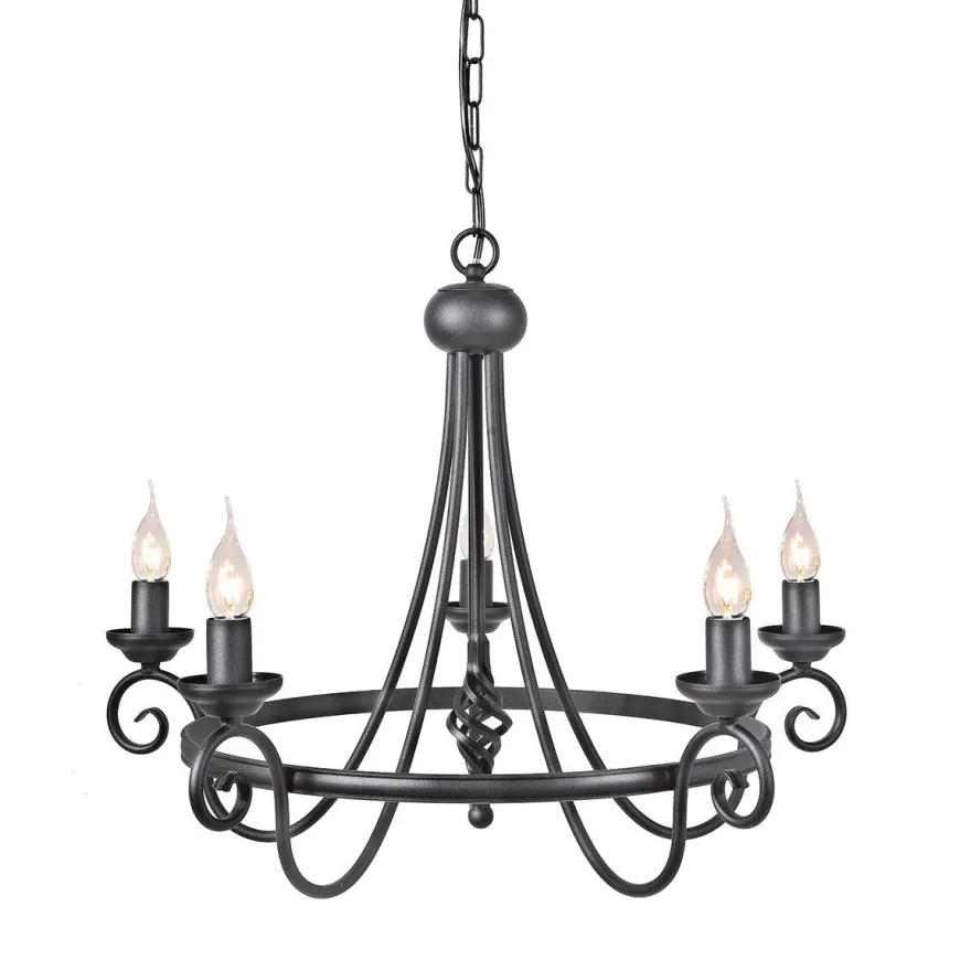 Harlech Black - Elstead Lighting - lampa wisząca 5-ramienna