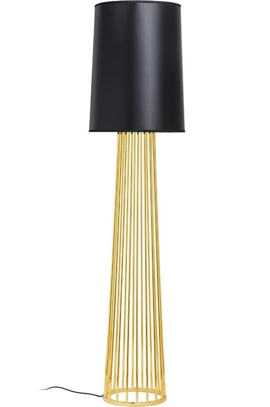 Holmes Straight Złota Z Czarnym Kloszem - King Home - lampa podłogowa