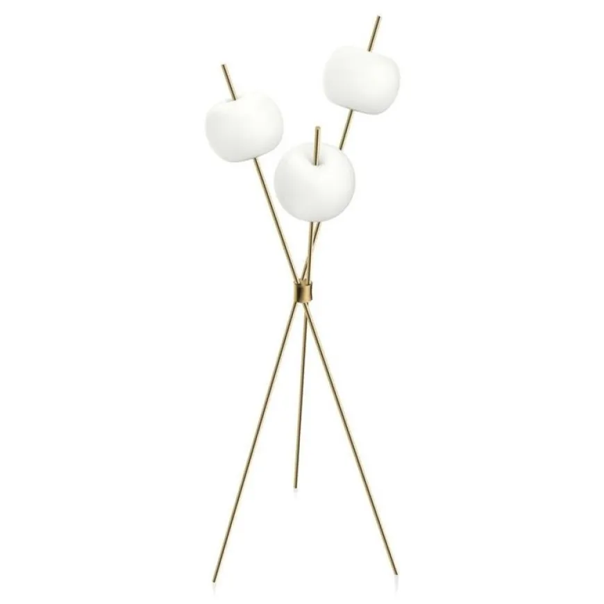 Kushi Floor H140 biały, złoty mosiądz - KDLN - lampa podłogowa