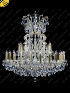 L14 304/37/1; F cut, GOLD - Glass LPS - kryształowy żyrandol