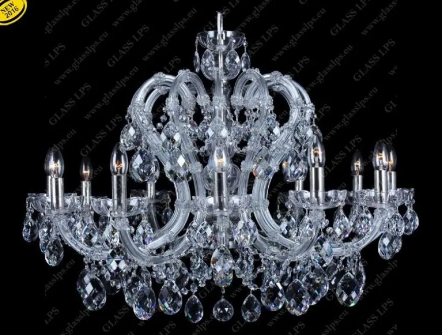 L14 003/12/1; F cut, SILVER - Glass LPS - kryształowy żyrandol