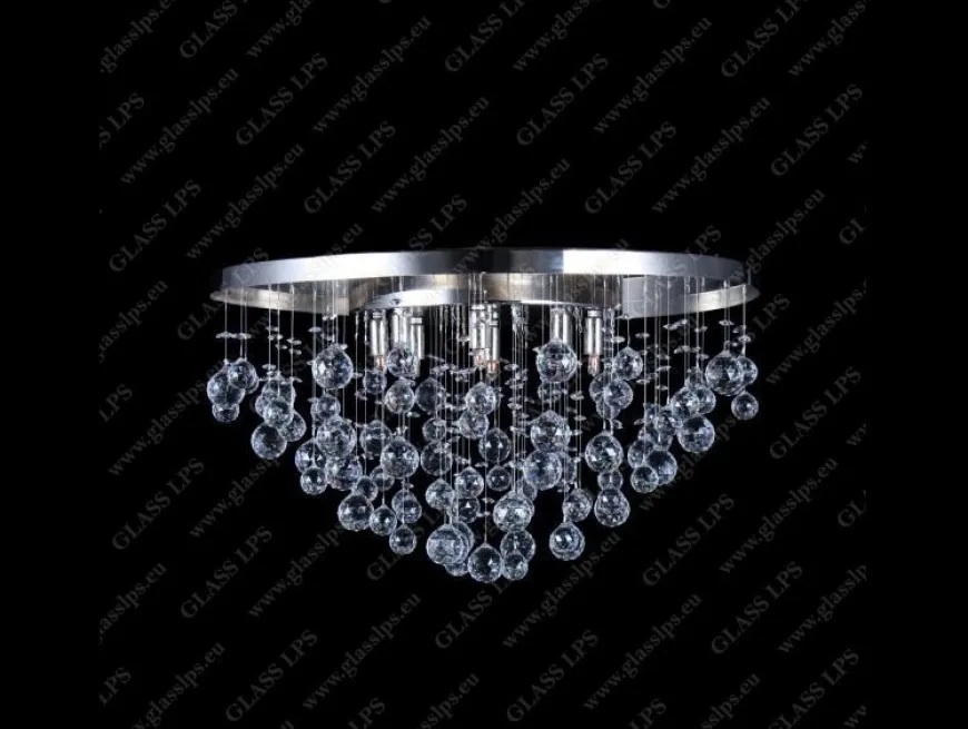 L17 236/08/4; F short, Ni - Glass LPS - kryształowa lampa sufitowa