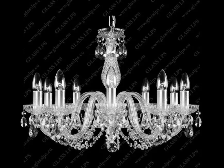 L11 006/10/1-A; F 1 floor, SILVER - Glass LPS - kryształowy żyrandol