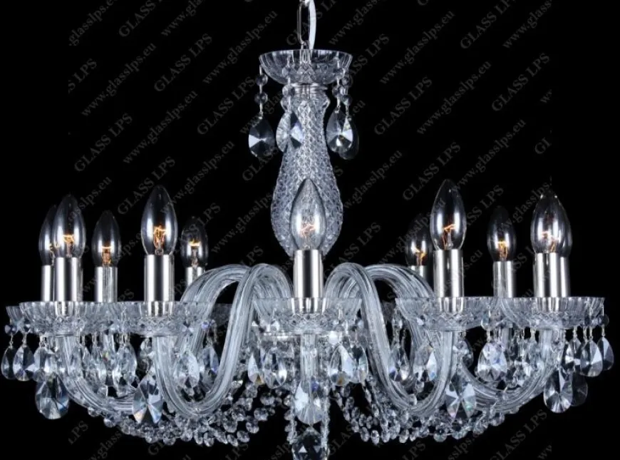 L11 006/12/1-A; F 1 floor, SILVER - Glass LPS - kryształowy żyrandol