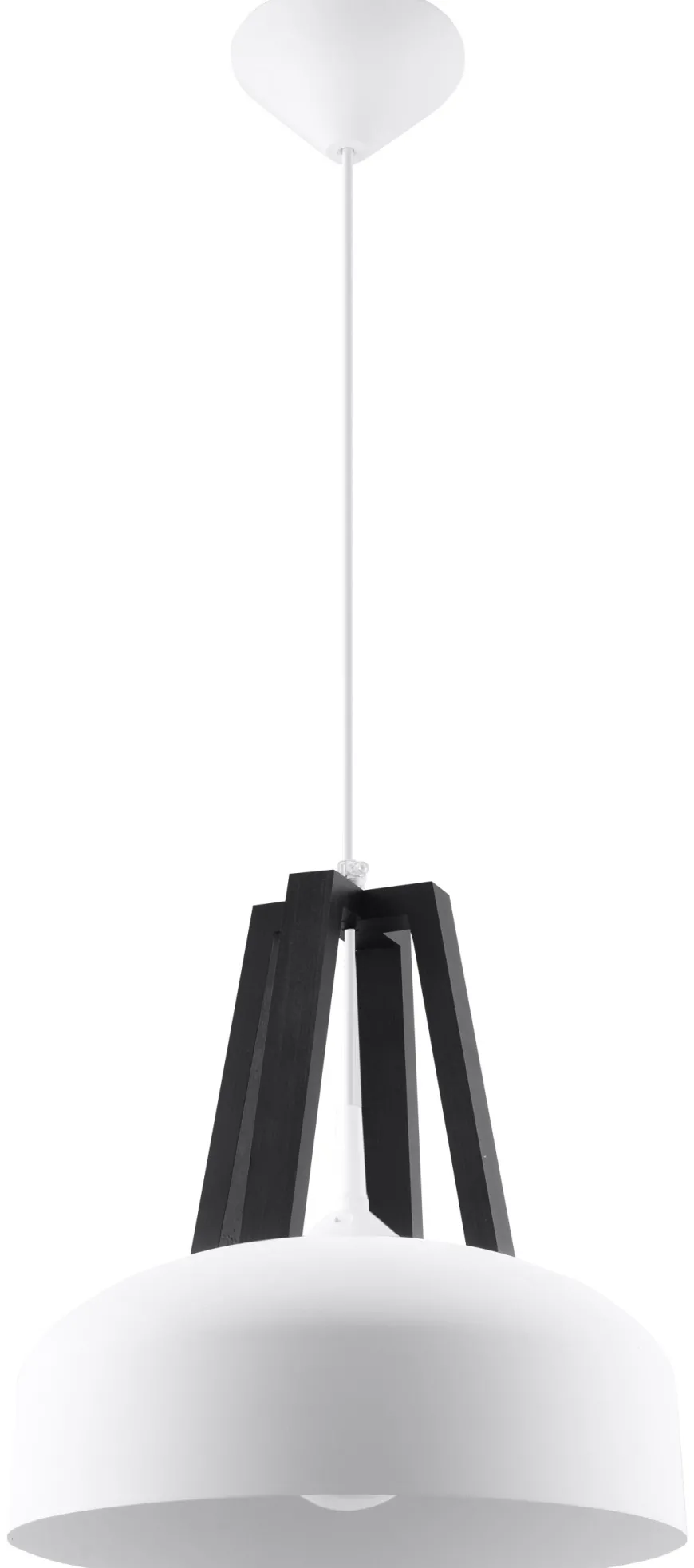 Lampa Wisząca CASCO Biała/Czarne Drewno - Sollux