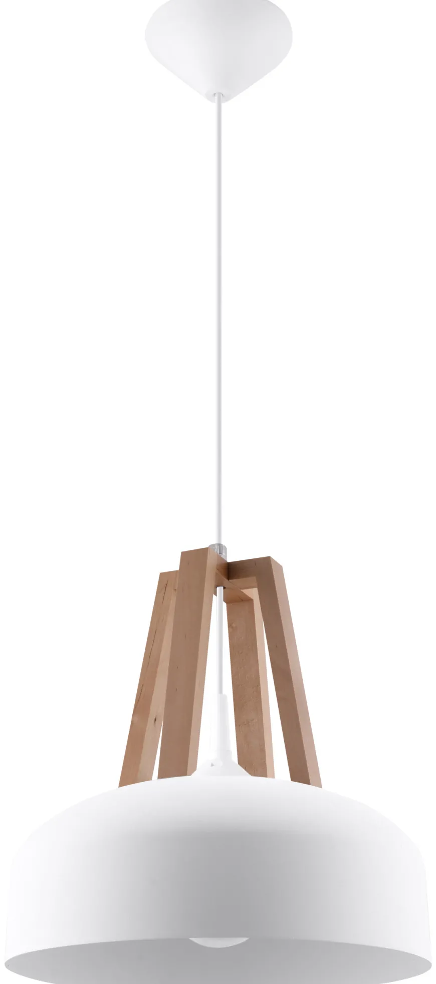 Lampa Wisząca CASCO Biała/Naturalne Drewno - Sollux