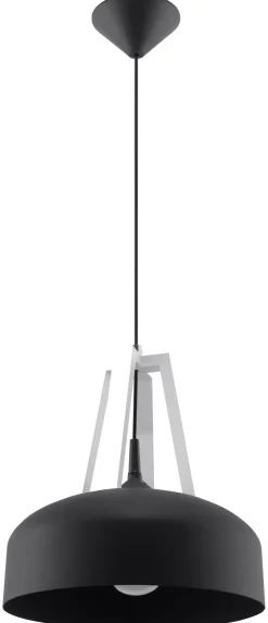 Lampa Wisząca CASCO Czarna/Białe Drewno - Sollux
