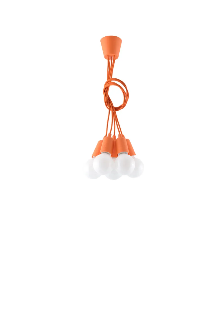 Lampa wisząca DIEGO 5 pomarańczowy - Sollux