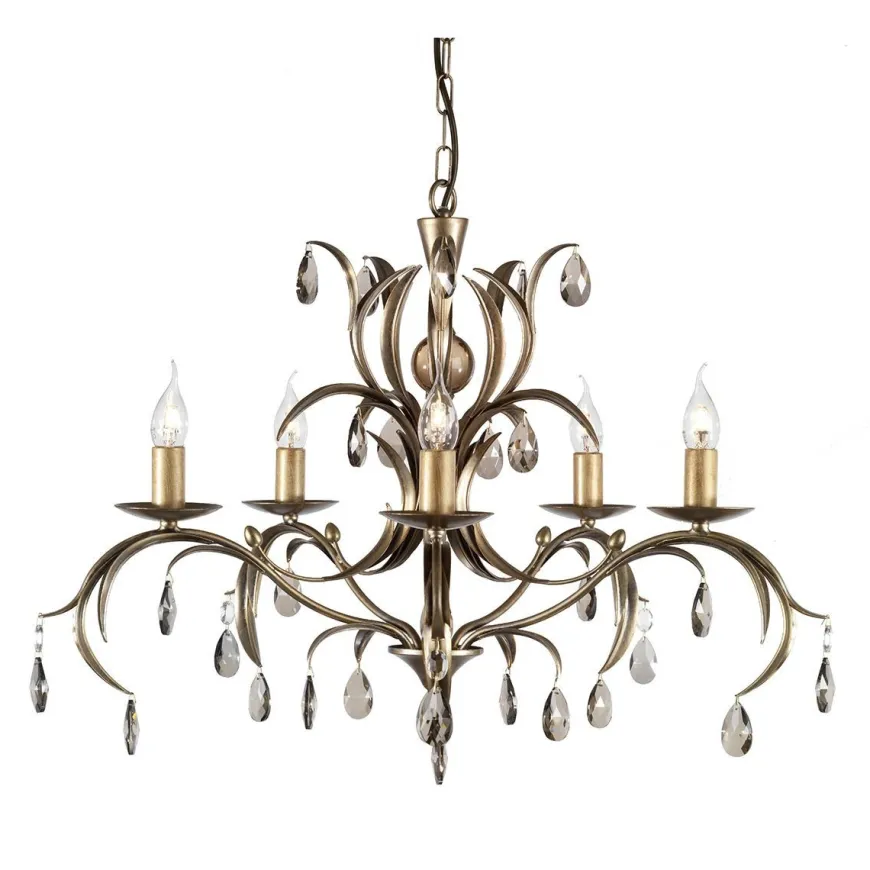 Lily Antique Bronze - Elstead Lighting - lampa wisząca 5-ramienna