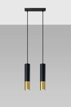 Loopez 2 Czarny/Złoty - SOLLUX LIGHTING - lampa wisząca