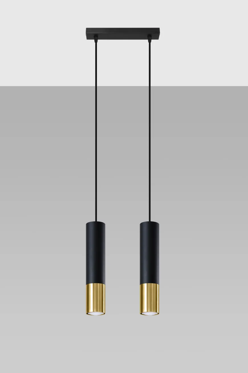 Loopez 2 Czarny/Złoty - SOLLUX LIGHTING - lampa wisząca