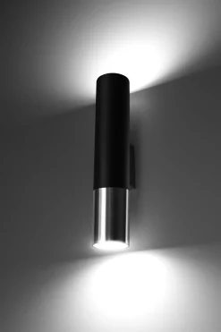 Loopez Czarny/Chrom - SOLLUX LIGHTING - lampa ścienna