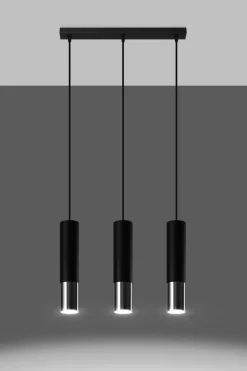 Loopez 3L Czarny/Chrom - SOLLUX LIGHTING - lampa wisząca