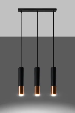 Loopez 3L Czarny/Miedź - SOLLUX LIGHTING - lampa wisząca