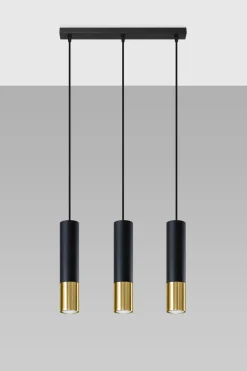 Loopez 3L Czarny/Złoty - SOLLUX LIGHTING - lampa wisząca