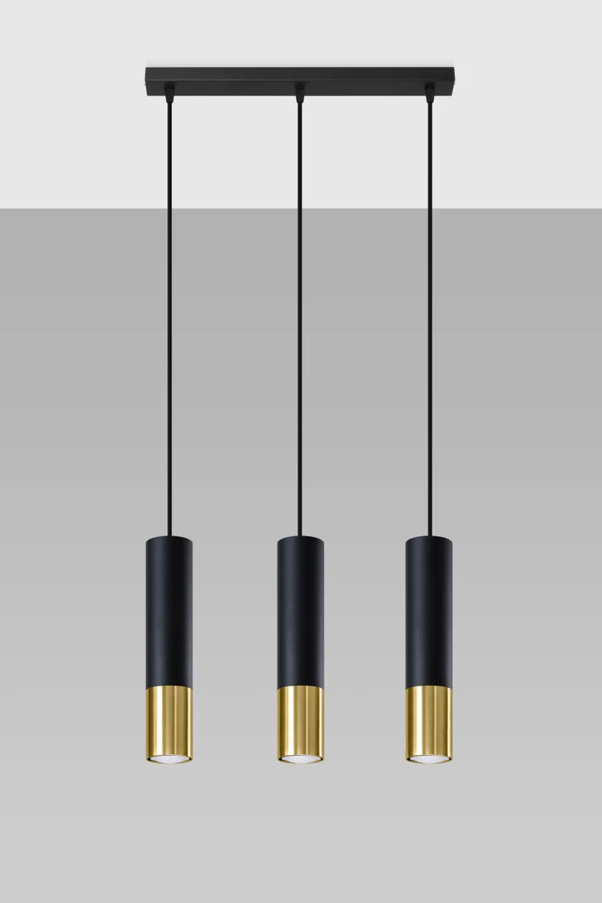 Loopez 3L Czarny/Złoty - SOLLUX LIGHTING - lampa wisząca