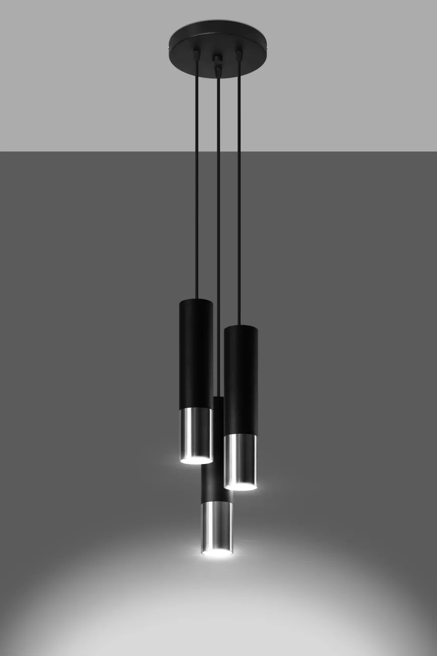 Loopez 3P Czarny/Chrom - SOLLUX LIGHTING - lampa wisząca