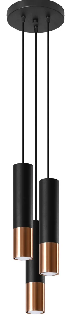Loopez 3P Czarny/Miedź - SOLLUX LIGHTING - lampa wisząca