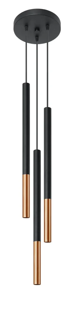 Mozaica 3P Czarny/Miedź - SOLLUX LIGHTING - lampa wisząca