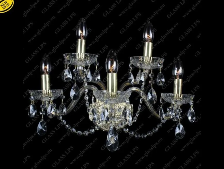 N21 006/05/1-A; GOLD - Glass LPS - kinkiet kryształowy
