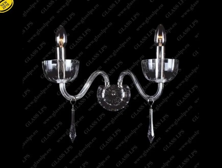 N21 901/02/3-H; SILVER - Glass LPS - kinkiet kryształowy