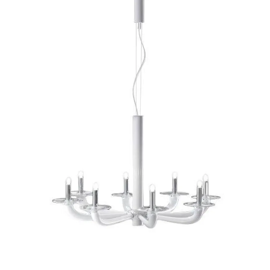 Natural Ø70 biały - De Majo - lampa sufitowa 8-ramienna