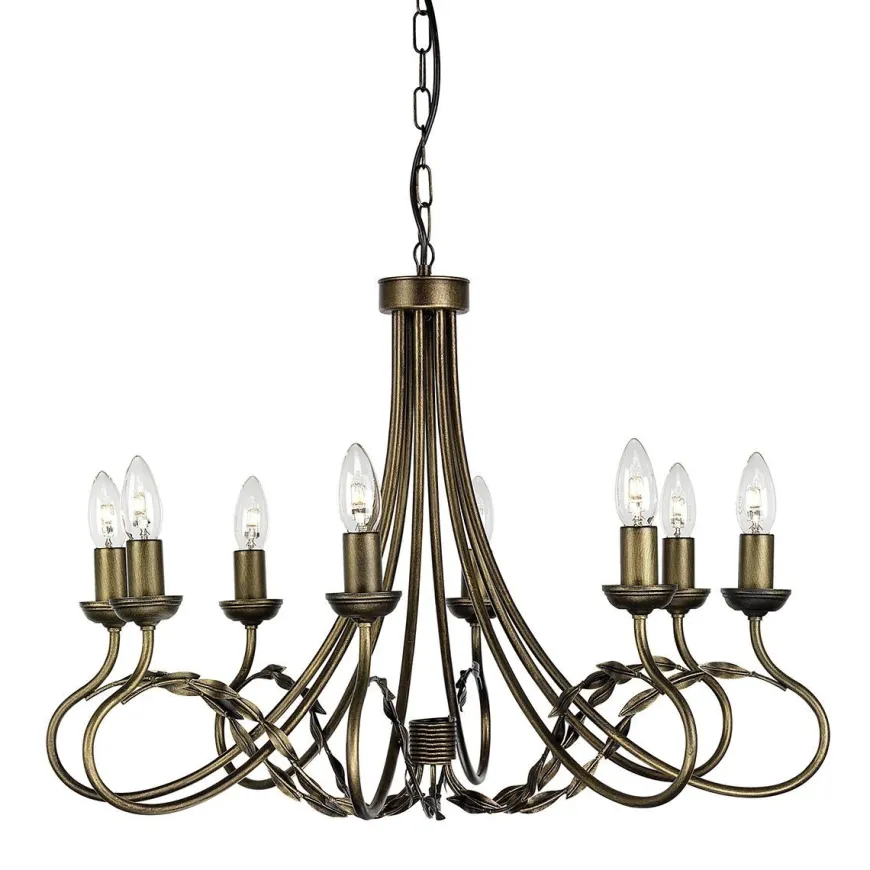 Olivia Black And Gold - Elstead Lighting - lampa wisząca 8-ramienna
