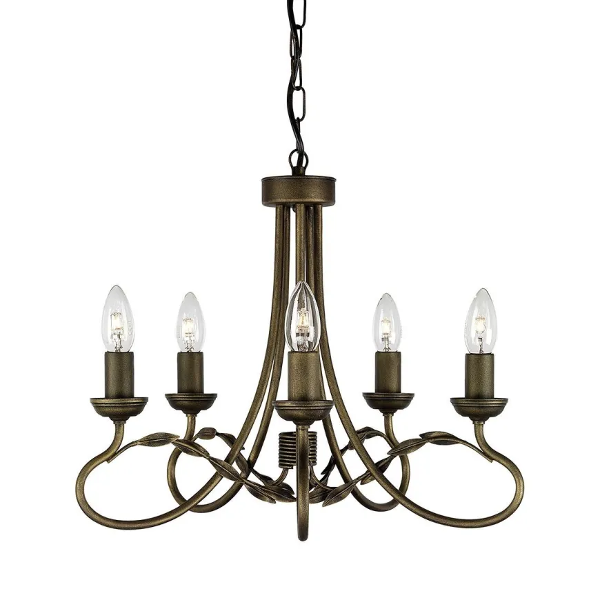 Olivia Black And Gold - Elstead Lighting - lampa wisząca 5-ramienna