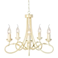 Olivia Ivory Gold - Elstead Lighting - lampa wisząca 5-ramienna