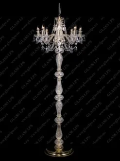 S41 009/08/1-A; GOLD, lip. - Glass LPS - lampa stojąca kryształowa