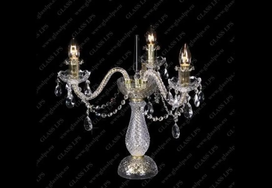 S31 009/03/1-A; GOLD, lip. - Glass LPS - kryształowa lampa biurkowa
