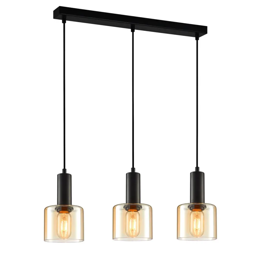 Santia III black/gold - Italux - lampa wisząca nowoczesna