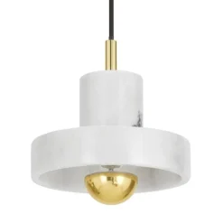 Stone Ø18 marmur biały żarówka mosiądz - Tom Dixon - lampa wisząca