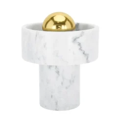 Stone H17,6 marmur biały żarówka mosiądz - Tom Dixon - lampa biurkowa