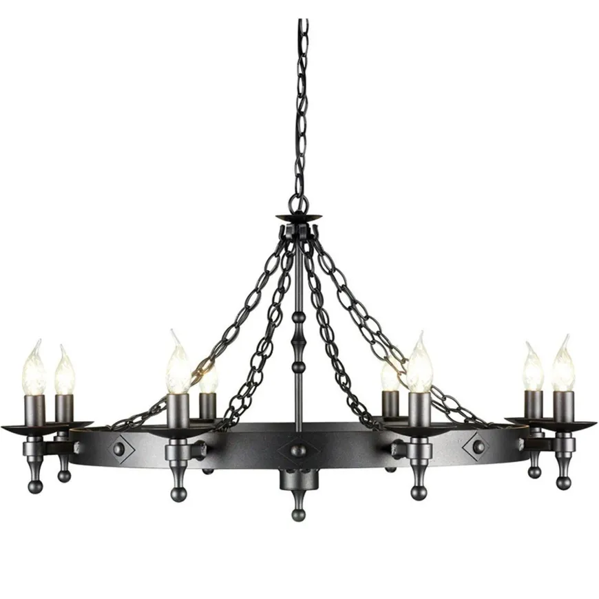 Warwick Graphite Black - Elstead Lighting - lampa 8-płomienna