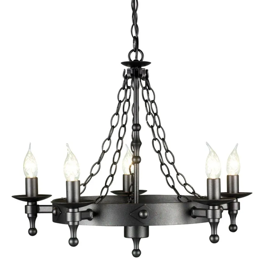 Warwick Graphite Black - Elstead Lighting - lampa 5-płomienna