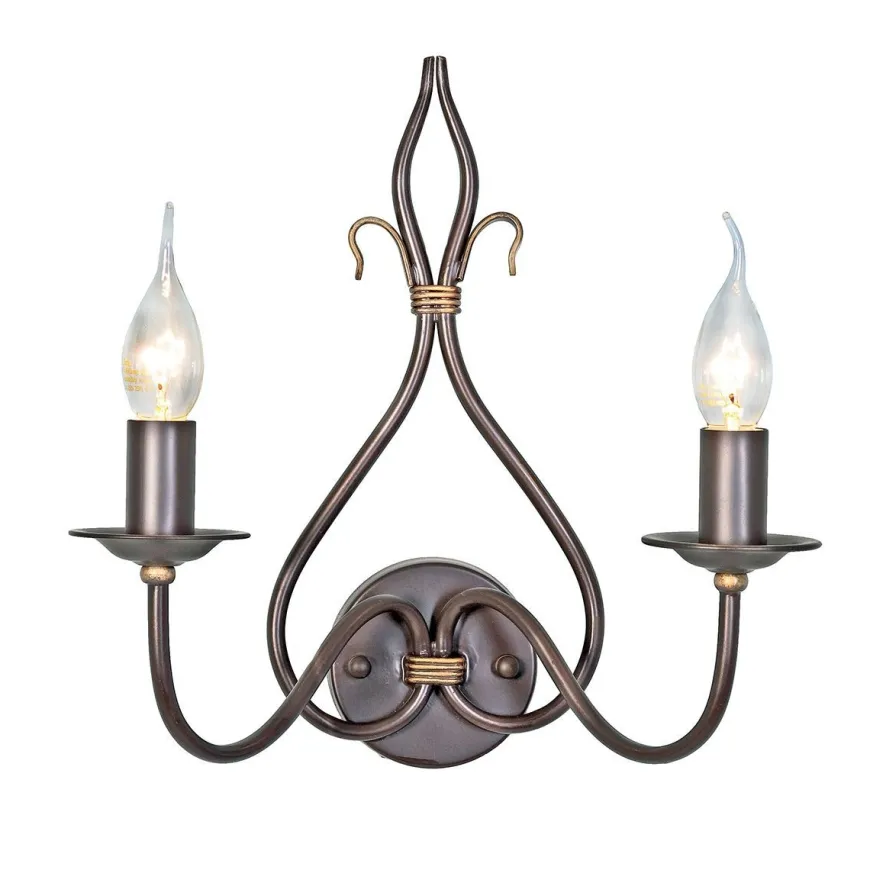 Windemere Rust And Gold - Elstead Lighting - kinkiet podwójny