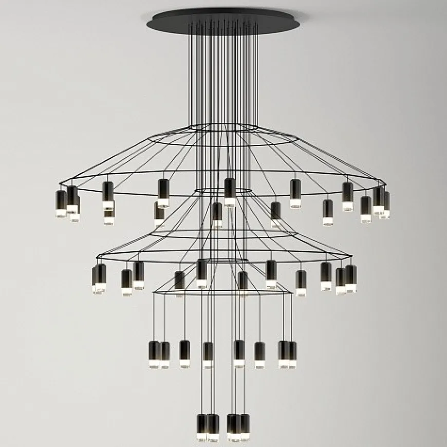 Wireflow Chandelier 0377 czarny - Vibia - lampa wisząca